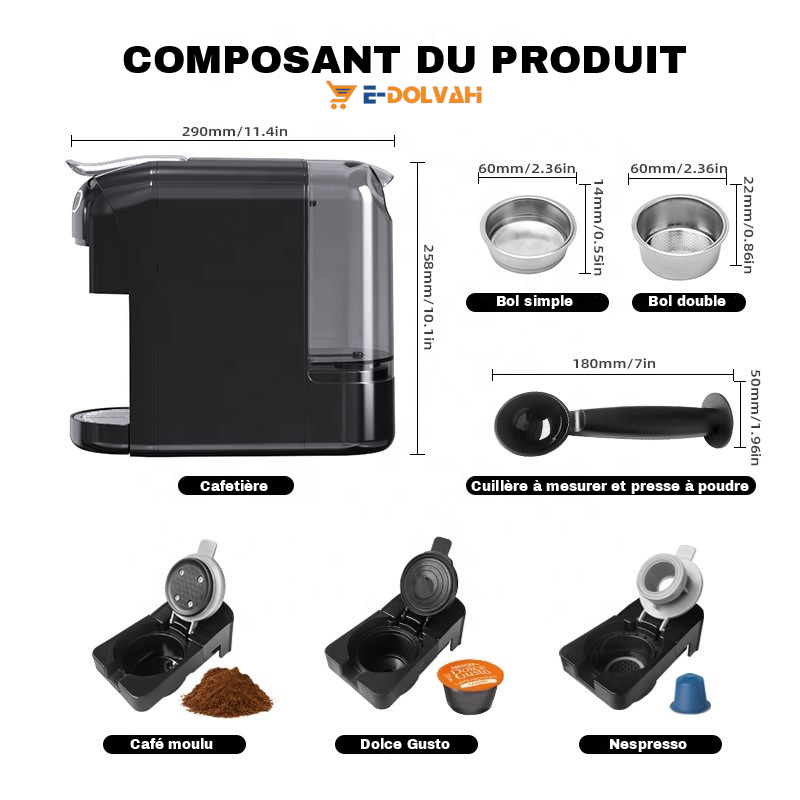 Cafetière DSP Pro/000103, multi-capsules à service unique