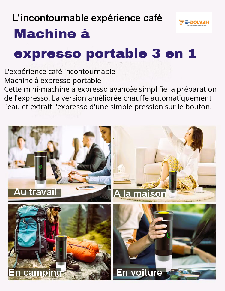 Machine à café portable 3-en-1 USB /000105– Expresso sans fil pour voiture, maison, bureau, camping